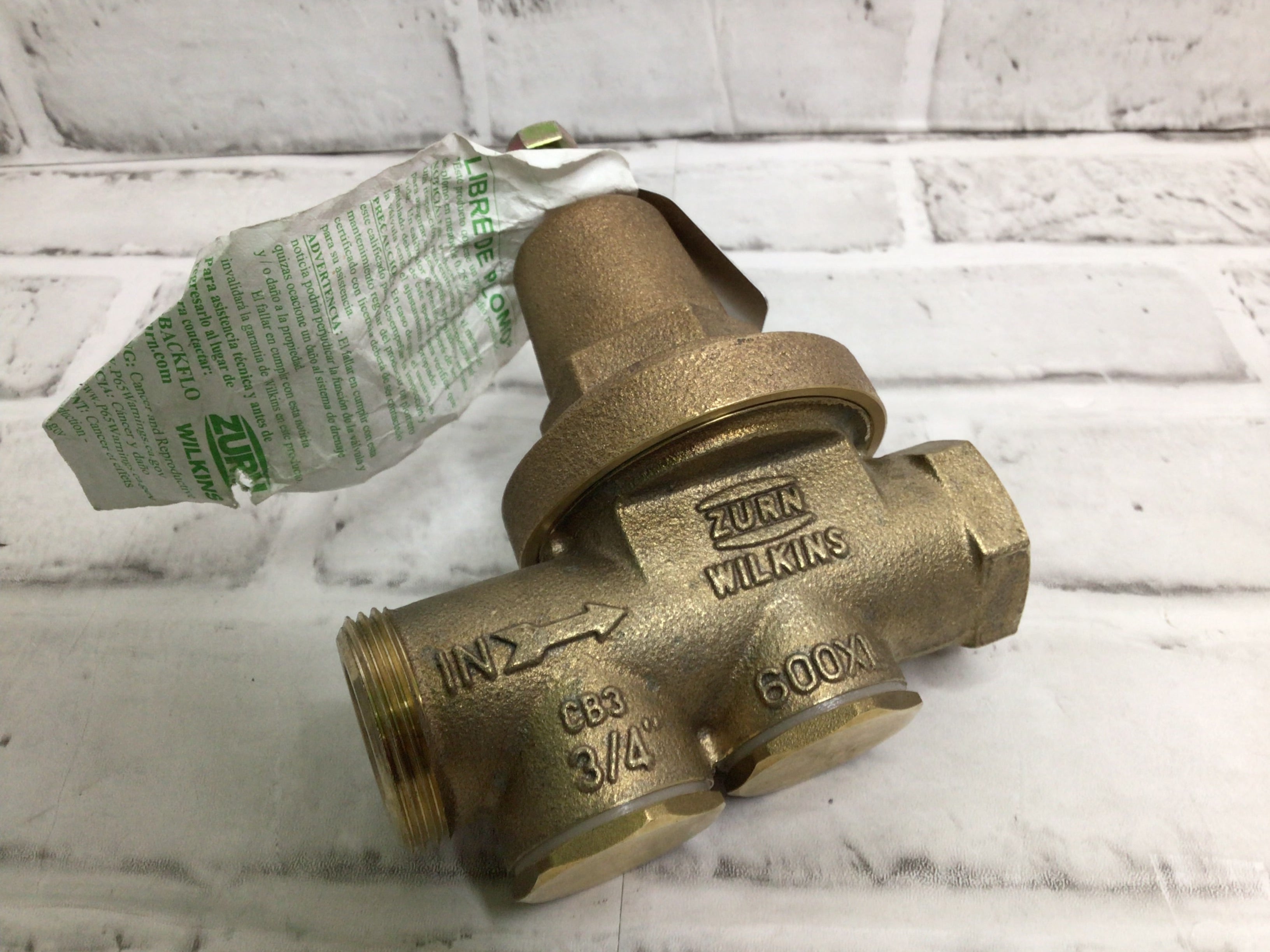Zurn Wilkins 34-600XL 3/4" 600XLPressure Reducing Valve *NO CONNECTORS* (8161270268142)